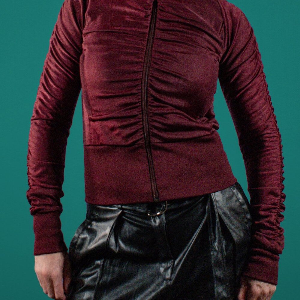 Jeremy Scott Adidas Women's Burgundy zip up jacket